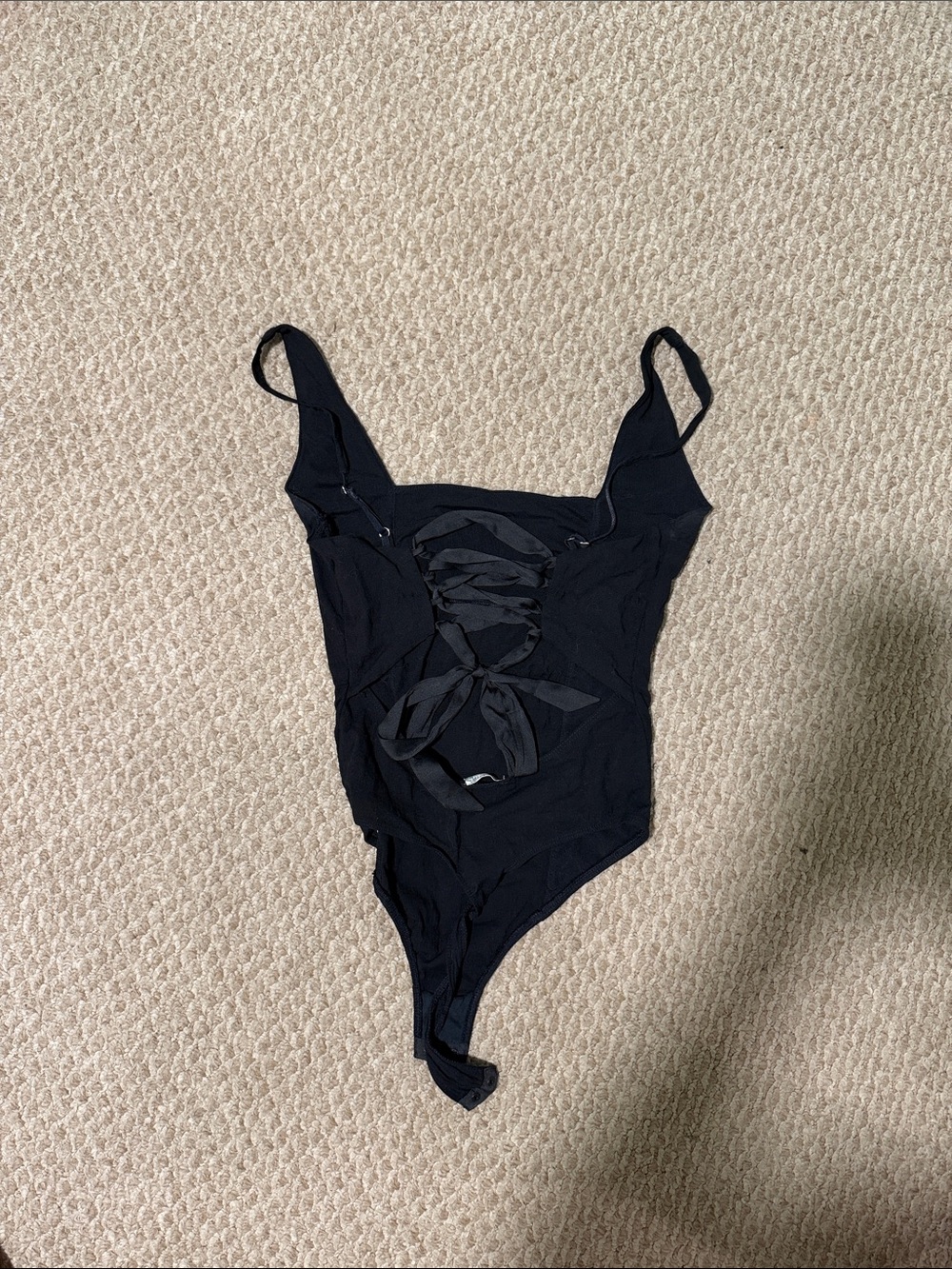 Free People Black Lace-Up Bodysuit